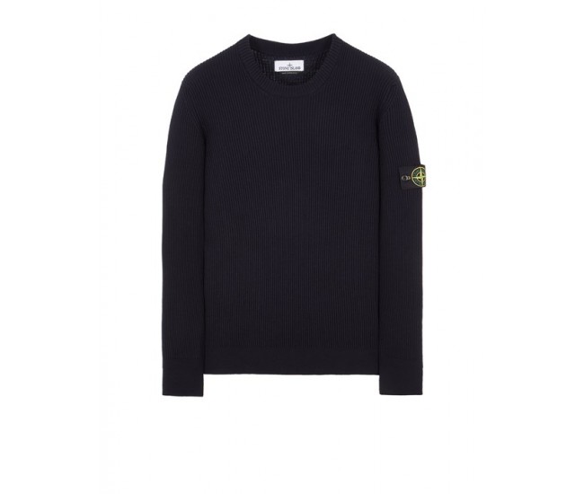 Stone Island 553C2 Fall Winter Sweaters In Full Rib Wool Dark Blue