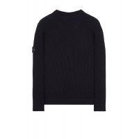 Stone Island 553C2 Fall Winter Sweaters In Full Rib Wool Dark Blue