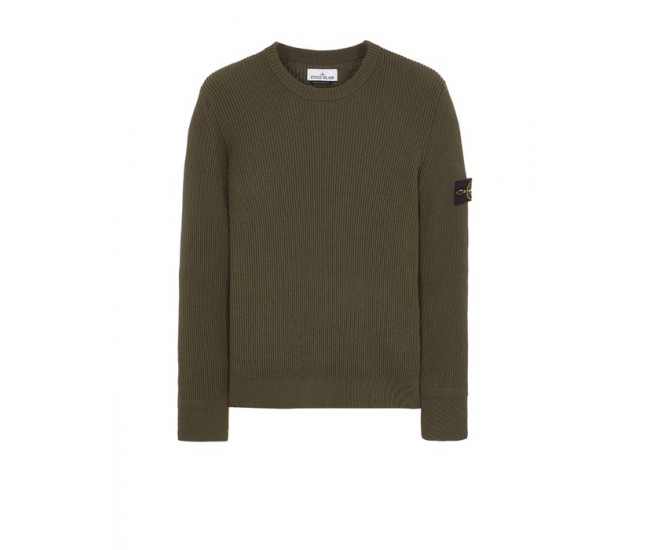 Stone Island 553C2 Fall Winter Sweaters In Full Rib Wool Oliver Green