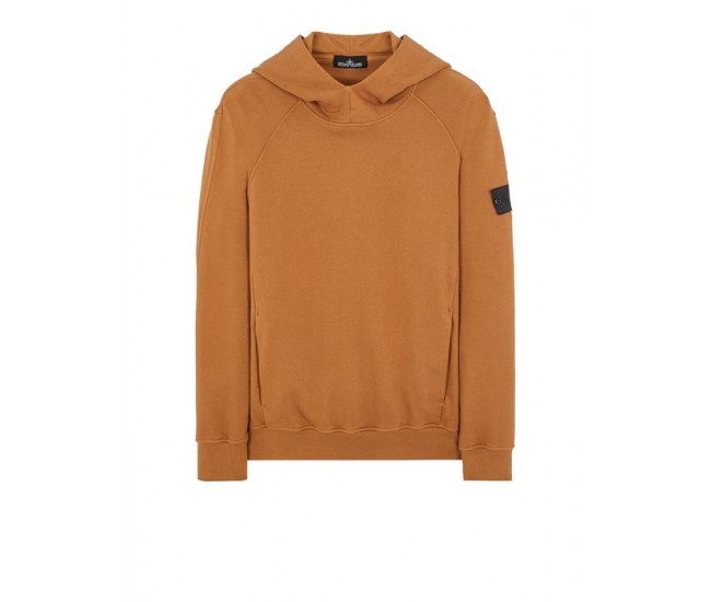 Stone Island 60219 Hooded Sweatshirt Embroidery Cotton Fleece Tobacco