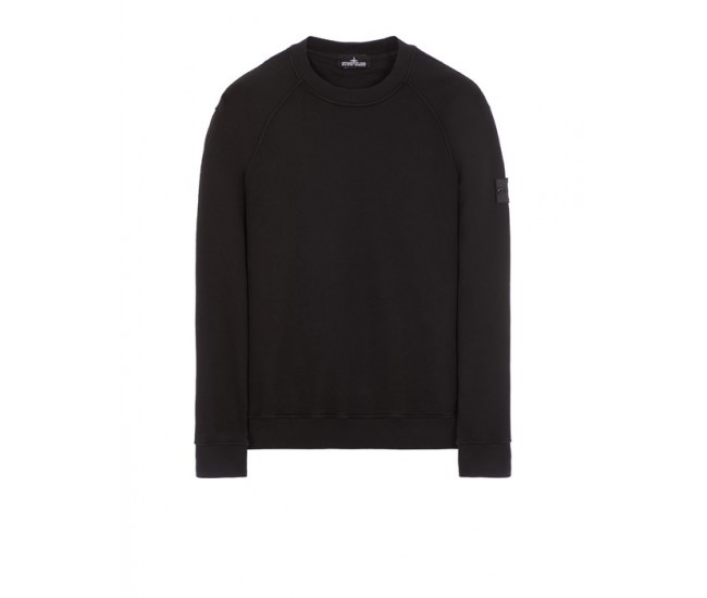 Stone Island 60619 Crewneck Sweatshirt Embroidery Cotton Fleece Black