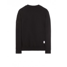 Stone Island 60619 Crewneck Sweatshirt Embroidery Cotton Fleece Black