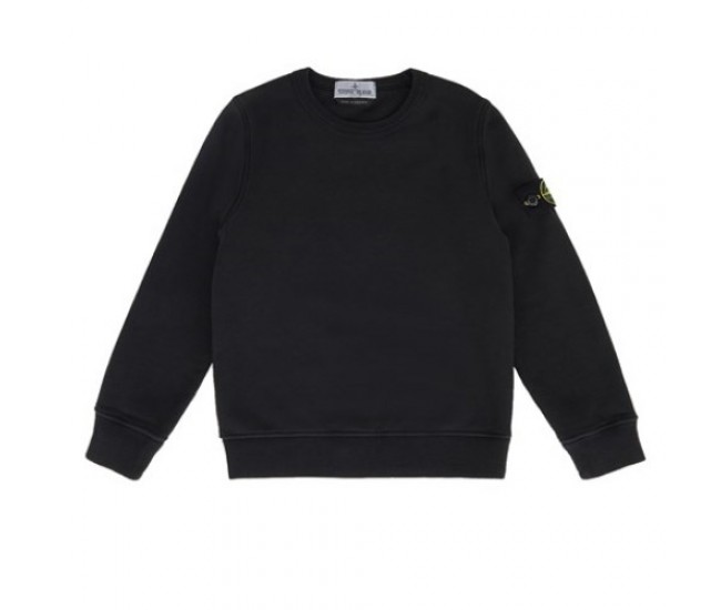 Stone Island 61340 Cotton Junior Crewneck Sweatshirt Black