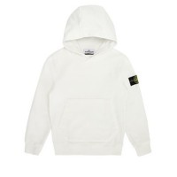 Stone Island 61640 Junior Hooded Sweatshirt In Heavy Cotton Fleece White