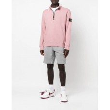 Stone Island 61951 Half Zip Sweatshirt In Cotton Fleece Pink