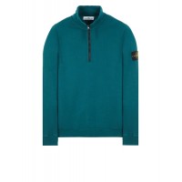 Stone Island 62720 Fall Winter Half Zipper Sweatshirt In Brushed Cotton Fleece Dark Teal Green