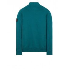 Stone Island 62720 Fall Winter Half Zipper Sweatshirt In Brushed Cotton Fleece Dark Teal Green