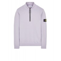 Stone Island 62720 Fall Winter Half Zipper Sweatshirt In Brushed Cotton Fleece Lavender