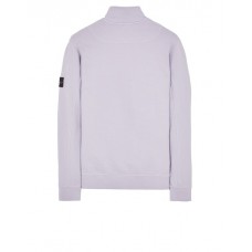 Stone Island 62720 Fall Winter Half Zipper Sweatshirt In Brushed Cotton Fleece Lavender