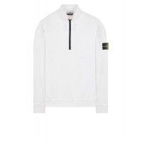 Stone Island 62720 Fall Winter Half Zipper Sweatshirt In Brushed Cotton Fleece White