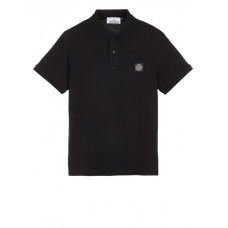 Stone Island 2CS17 Fall Winter Short Sleeve Polo T Shirts In Stretch Black