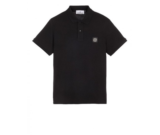 Stone Island 2CS17 Fall Winter Short Sleeve Polo T Shirts In Stretch Black