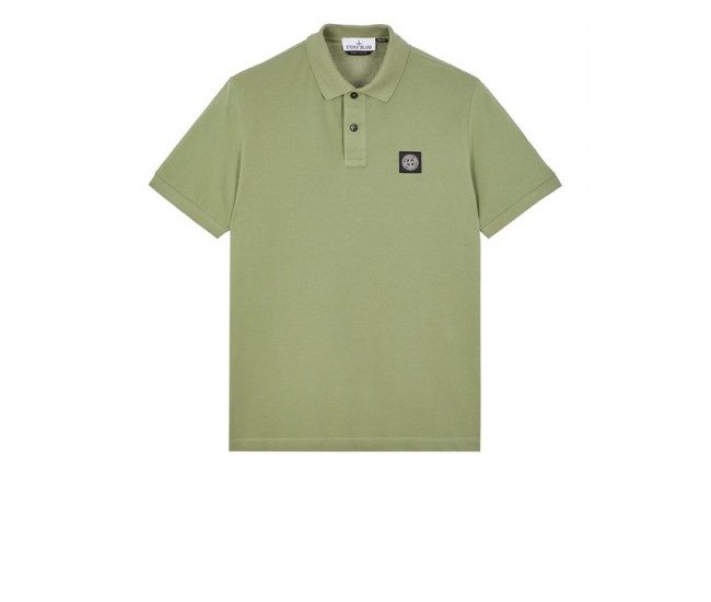 Stone Island 2CS17 Fall Winter Short Sleeve Polo T Shirts In Stretch Sage Green