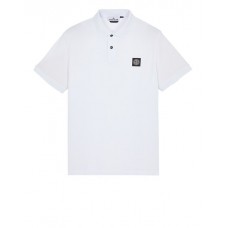 Stone Island 2CS17 Fall Winter Short Sleeve Polo T Shirts In Stretch White