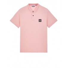 Stone Island 2CS17 Fall Winter Short Sleeve Polo T Shirts In Stretch Pink