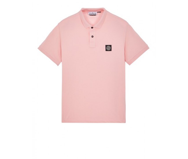 Stone Island 2CS17 Fall Winter Short Sleeve Polo T Shirts In Stretch Pink