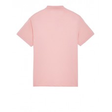 Stone Island 2CS17 Fall Winter Short Sleeve Polo T Shirts In Stretch Pink