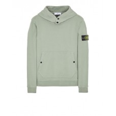 Stone Island 61720 Autumn Winter Hooded Sweatshirt In Brushed Cotton Fleece Oliver Green