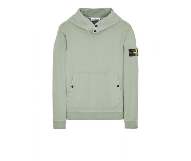 Stone Island 61720 Autumn Winter Hooded Sweatshirt In Brushed Cotton Fleece Oliver Green