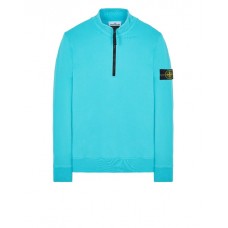 Stone Island 61951 Half Zip Sweatshirt In Cotton Fleece Turquoise