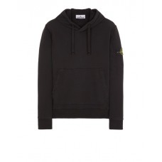 Stone Island 64151 Fall Winter Hooded Sweatshirt In Cotton Fleece Black