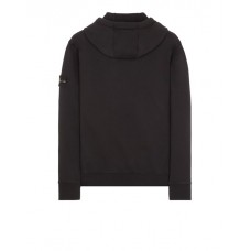 Stone Island 64151 Fall Winter Hooded Sweatshirt In Cotton Fleece Black