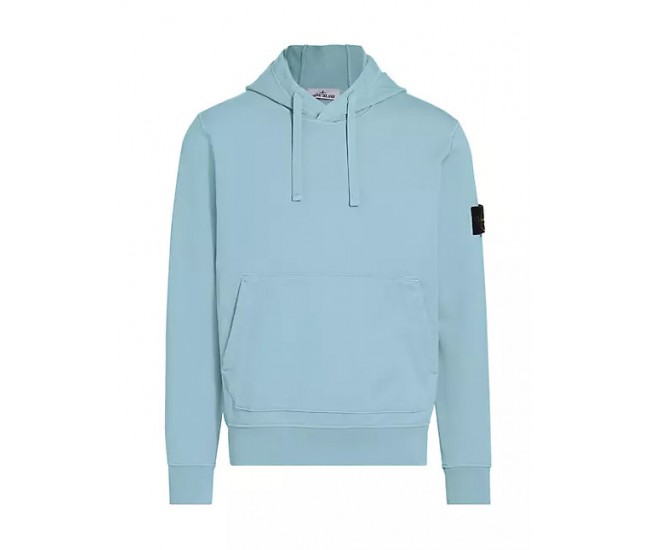 Stone Island 64151 Fall Winter Hooded Sweatshirt In Cotton Fleece Sky Blue