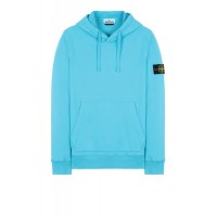 Stone Island 64151 Fall Winter Hooded Sweatshirt In Cotton Fleece Turquoise