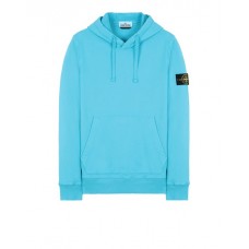 Stone Island 64151 Fall Winter Hooded Sweatshirt In Cotton Fleece Turquoise