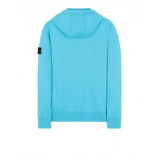 Stone Island 64151 Fall Winter Hooded Sweatshirt In Cotton Fleece Turquoise