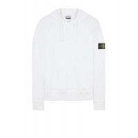 Stone Island 64151 Fall Winter Hooded Sweatshirt In Cotton Fleece White