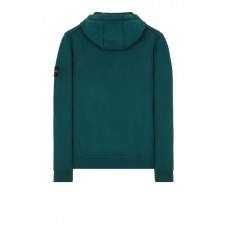 Stone Island 64251 Fall Winter Full Zipper Hooded Sweatshirt In Cotton Fleece Bottle Green