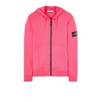 Stone Island 64251 Fall Winter Full Zipper Hooded Sweatshirt In Cotton Fleece Cyclamen