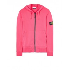 Stone Island 64251 Fall Winter Full Zipper Hooded Sweatshirt In Cotton Fleece Cyclamen