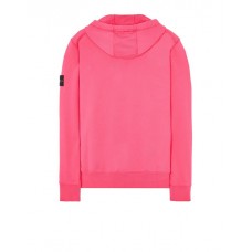 Stone Island 64251 Fall Winter Full Zipper Hooded Sweatshirt In Cotton Fleece Cyclamen