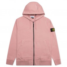 Stone Island 64251 Fall Winter Full Zipper Hooded Sweatshirt In Cotton Fleece Pink