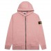 Stone Island 64251 Fall Winter Full Zipper Hooded Sweatshirt In Cotton Fleece Pink