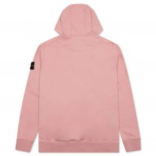 Stone Island 64251 Fall Winter Full Zipper Hooded Sweatshirt In Cotton Fleece Pink