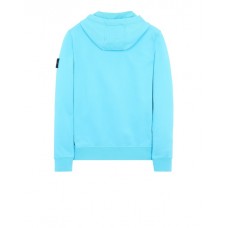 Stone Island 64251 Fall Winter Full Zipper Hooded Sweatshirt In Cotton Fleece Turquoise