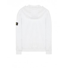 Stone Island 64251 Fall Winter Full Zipper Hooded Sweatshirt In Cotton Fleece White