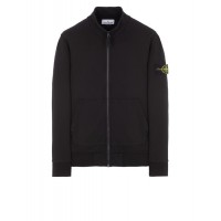 Stone Island 64351 Fall Winter Full Zipper Sweatshirt In Cotton Fleece Black