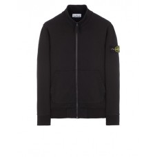 Stone Island 64351 Fall Winter Full Zipper Sweatshirt In Cotton Fleece Black