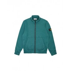 Stone Island 64351 Fall Winter Full Zipper Sweatshirt In Cotton Fleece Bottle Green