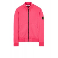 Stone Island 64351 Fall Winter Full Zipper Sweatshirt In Cotton Fleece Cyclamen