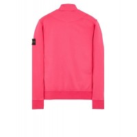 Stone Island 64351 Fall Winter Full Zipper Sweatshirt In Cotton Fleece Cyclamen