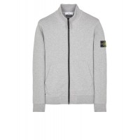 Stone Island 64351 Fall Winter Full Zipper Sweatshirt In Cotton Fleece Dust Melange