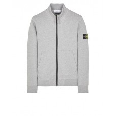 Stone Island 64351 Fall Winter Full Zipper Sweatshirt In Cotton Fleece Dust Melange