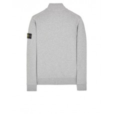 Stone Island 64351 Fall Winter Full Zipper Sweatshirt In Cotton Fleece Dust Melange