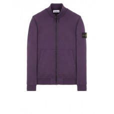 Stone Island 64351 Fall Winter Full Zipper Sweatshirt In Cotton Fleece Ink Blue