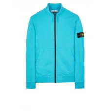 Stone Island 64351 Fall Winter Full Zipper Sweatshirt In Cotton Fleece Turquoise